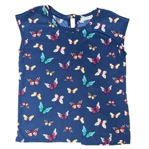 Abercrombie & Fitch Essentials‎ Butterfly Print Navy Blue Sleeveless Top XS